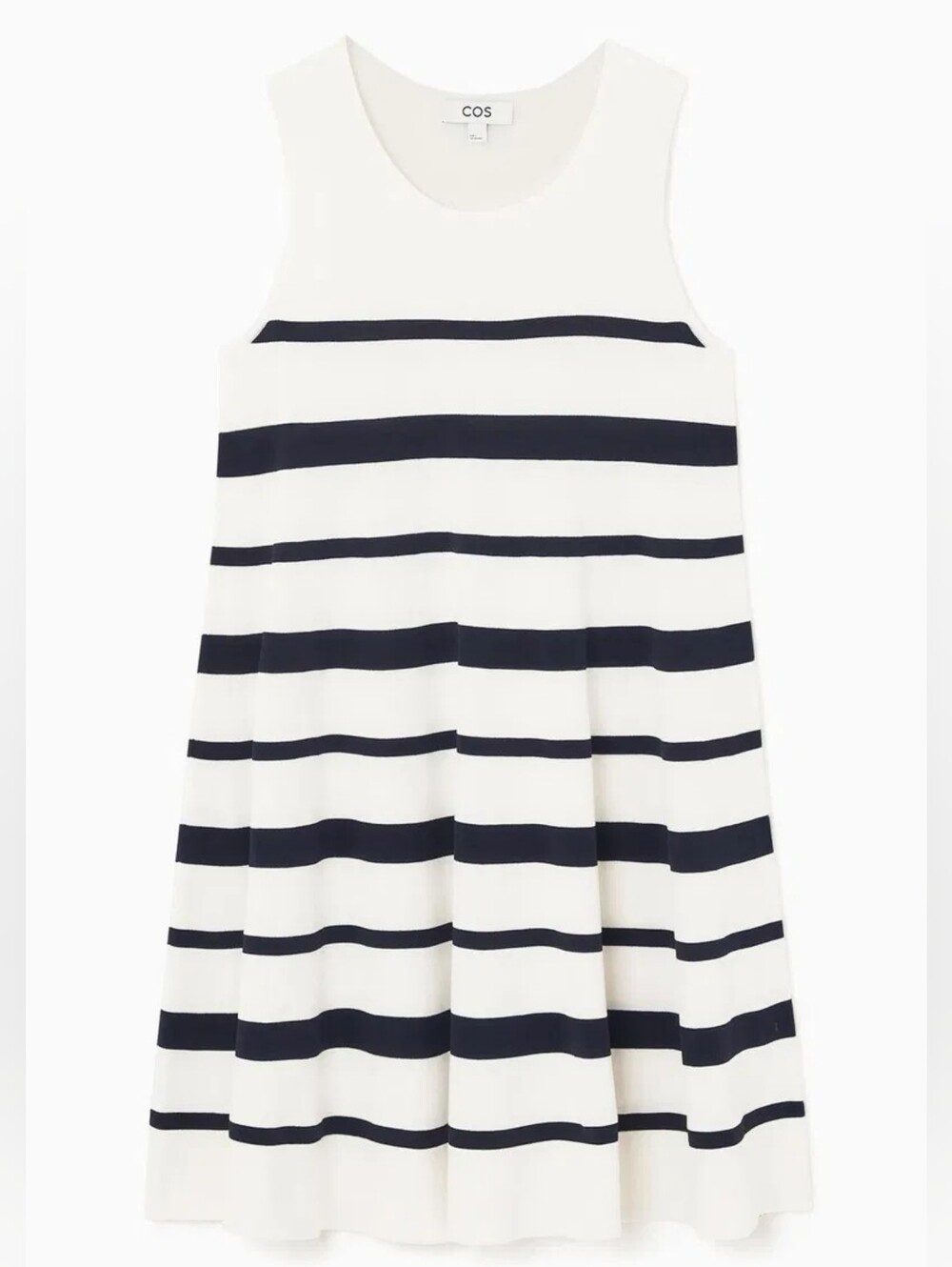 COS White and Navy Striped Sleeveless A-Line Dress